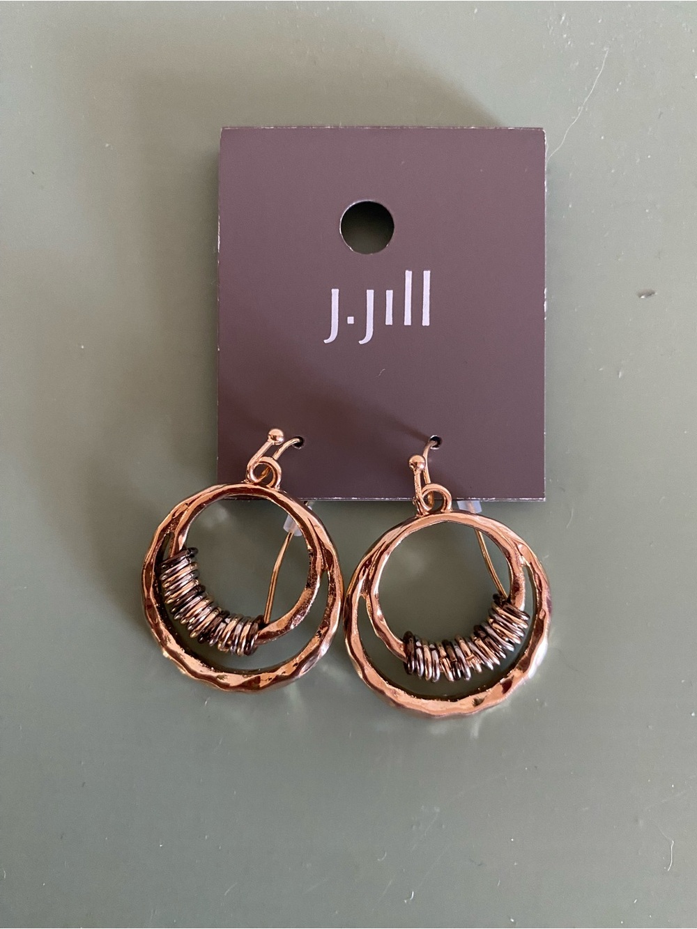NWT J Jill goldtone double hoop earrings